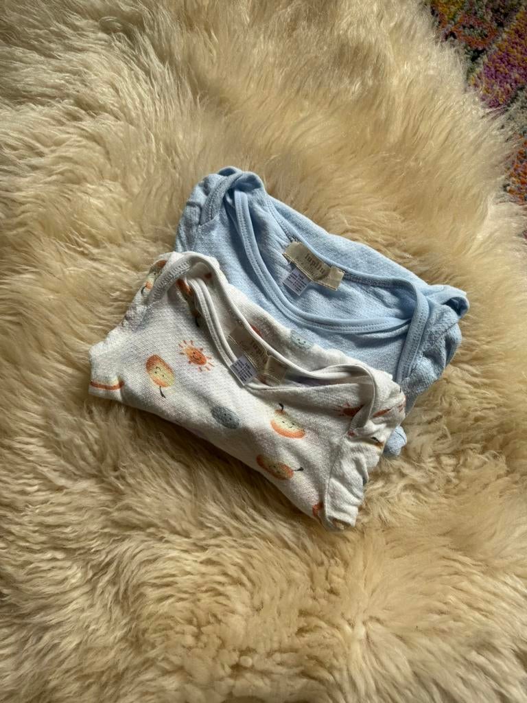 2 rompertjes bio katoen maat 74-80, Kinderen en Baby's, Babykleding | Maat 74, Ophalen of Verzenden, Gebruikt, Jongetje of Meisje