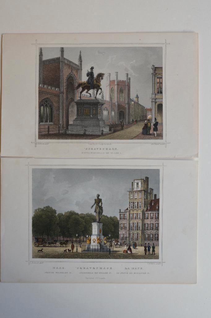 DEN HAAG WILLEM I en WILLEM II 2 Gravures Terwen 1858 GS9, Antiek en Kunst, Kunst | Etsen en Gravures, Verzenden