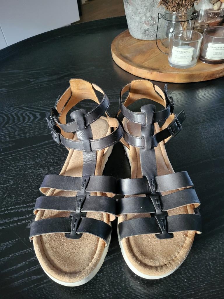 Gabor zwarte leren sandalen - Maat 40, Kleding | Dames, Schoenen, Zwart, Gabor, Gedragen, Sandalen of Muiltjes