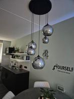 Moderne hang plafond lamp met 5 glazen zilveren bollen, Ophalen