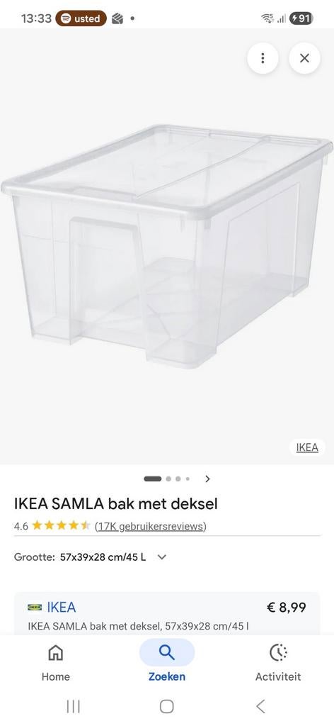Gevraagd Ikea Samla bak 45 l, Doe-het-zelf en Verbouw, Kratten en Dozen, Ophalen, Bak of Kist