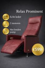 Relaxfauteuil Prominent Echt Leder met 2 motr Lendepomp, Ophalen of Verzenden, Zo goed als nieuw, Minder dan 75 cm, 50 tot 75 cm