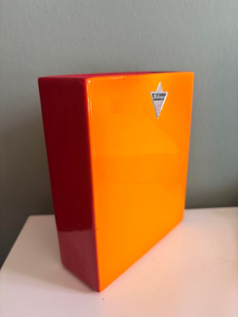 Fernand Elchinger vaas oranje rood kermiek gemerkt, Ophalen