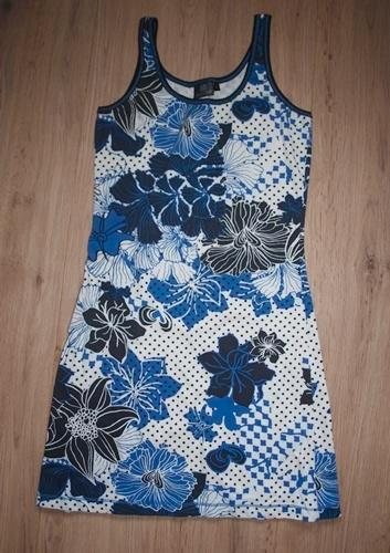 Blauw met Wit Jurkje Brunotti (S), Kleding | Dames, Jurken, Gedragen, Maat 36 (S), Blauw, Boven de knie, Ophalen of Verzenden