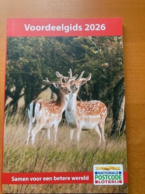 Postcodeloterij voordeelgids 2026. Helemaal nieuw. Ophalen., Twee personen, Kortingsbon