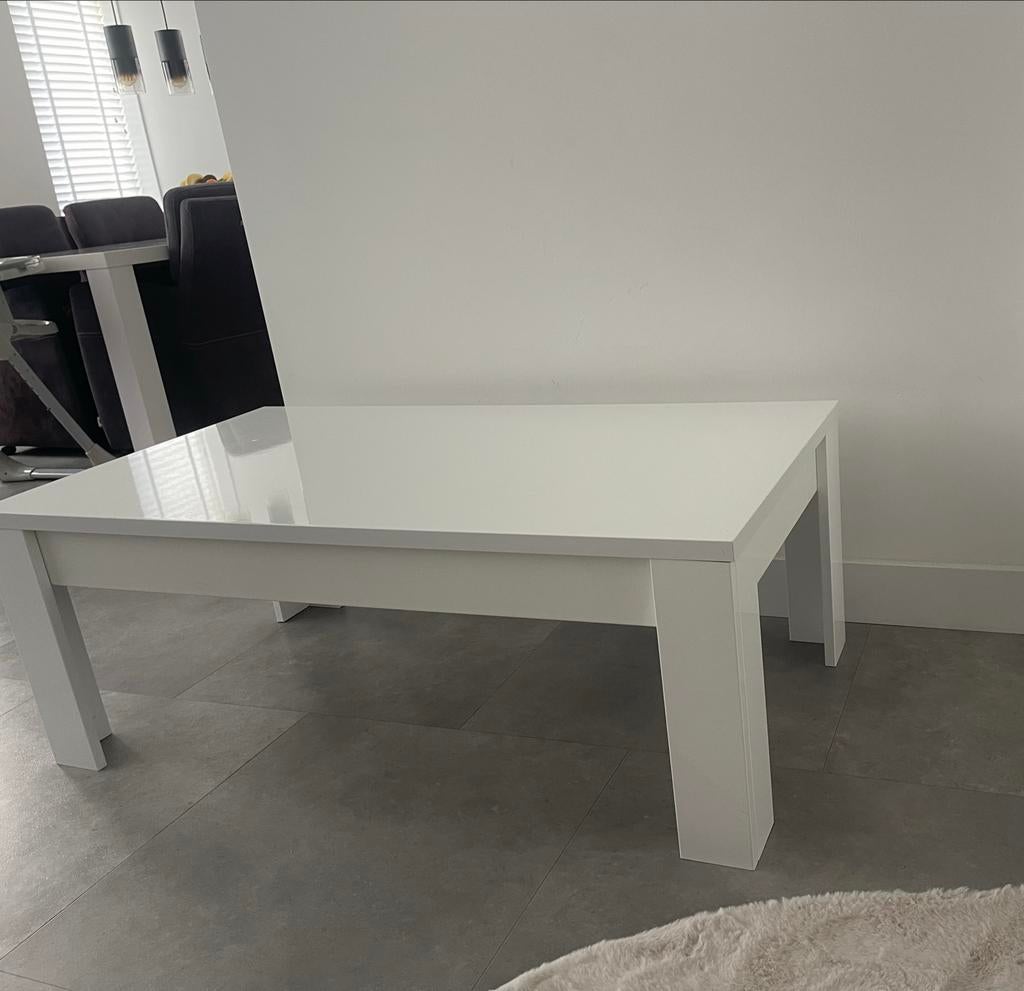 Witte rechthoekige salontafel, Ophalen, Gebruikt, 100 tot 150 cm, 50 tot 100 cm
