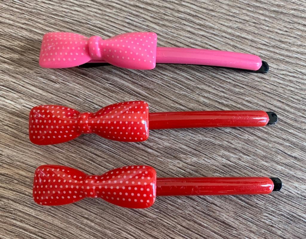 Set van 3 meisjes haarclips haarspeld haarschuifje rood roos, Kinderen en Baby's, Kindermode-accessoires, Ophalen of Verzenden