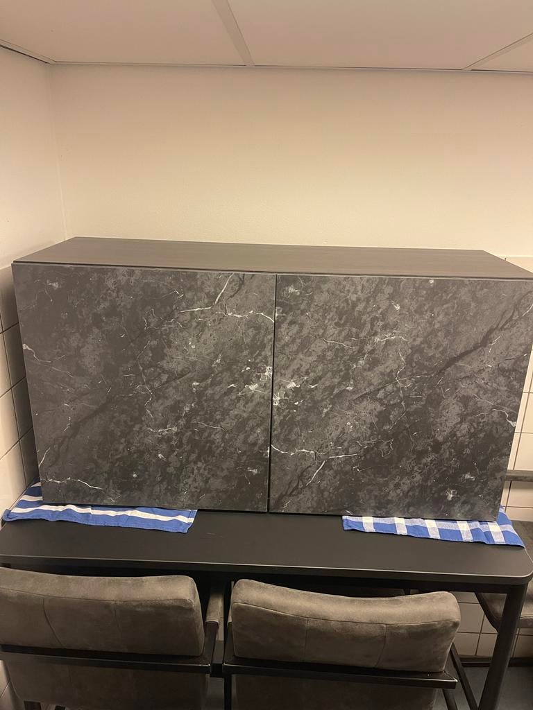 IKEA Besta kast - zwart hout, marmerlook deuren, Ophalen