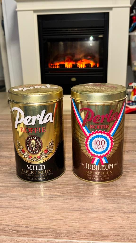 2 Perla koffieblikken Albert Heijn 100 jaar jubileum, Ophalen of Verzenden, Gebruikt, Koffie, Overige merken