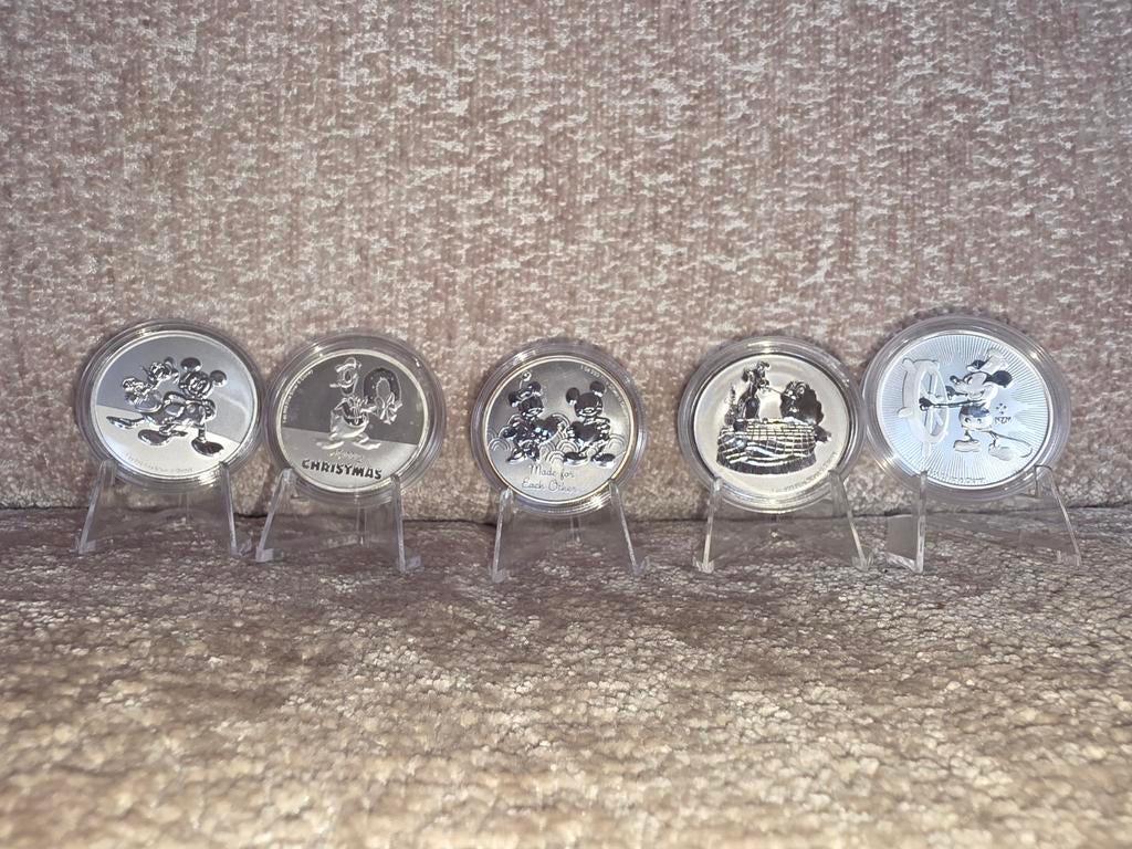 Disney Mickey Mouse Zilveren Munten Set, Postzegels en Munten, Munten | Nederland, Ophalen, Overige waardes, Setje, Zilver