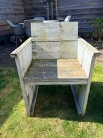 Steigerhouten tuinbankjes en tafeltje, Tuin en Terras, Ophalen of Verzenden, Gebruikt, Hout