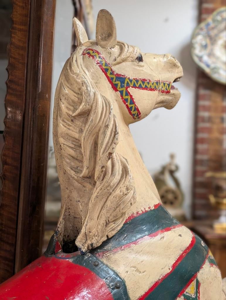 Antiek houten Carousel paard 115 cm lang €750, Ophalen