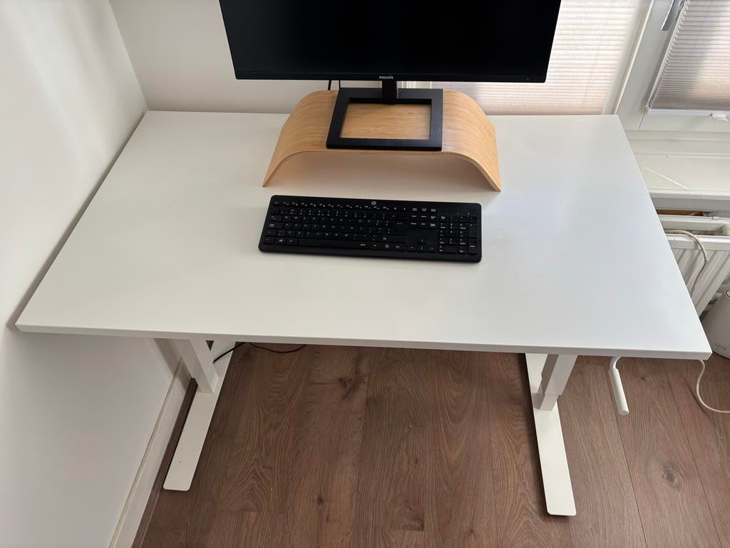 Bureau hoogte verstelbaar wit IKEA, Ophalen, Zit-sta bureau, Gebruikt, 120 cm