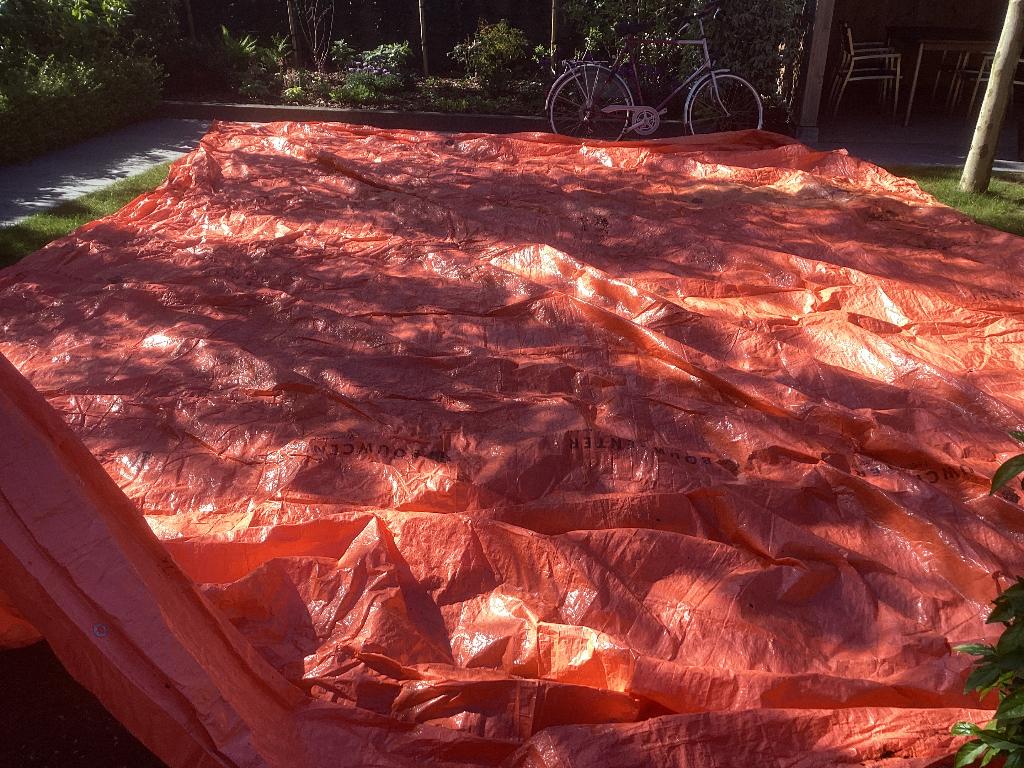 Afdekzeil met ringen 6x10m gratis, Ophalen, Gebruikt, Opvouwbaar, Overige typen