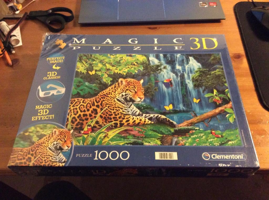clementoni magic 3D puzzle jaguar jungle 1000 stukjes, nieuw, Ophalen of Verzenden, 500 t/m 1500 stukjes, Nieuw
