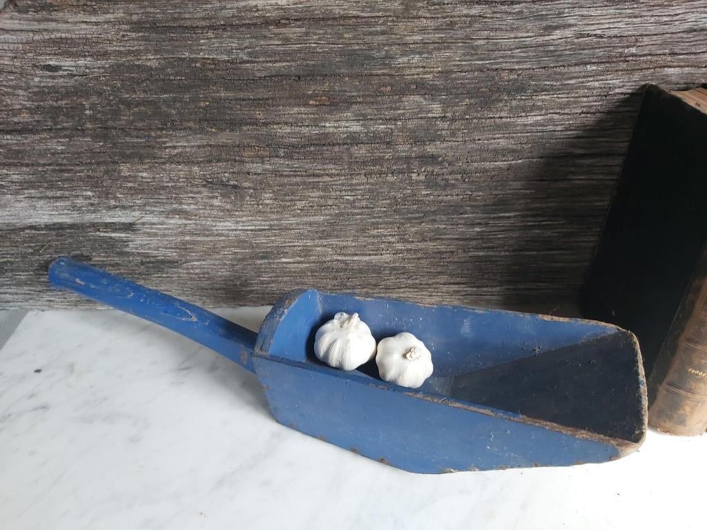 Xlarge hoog blauwe houten grutters schep / schop, Ophalen of Verzenden