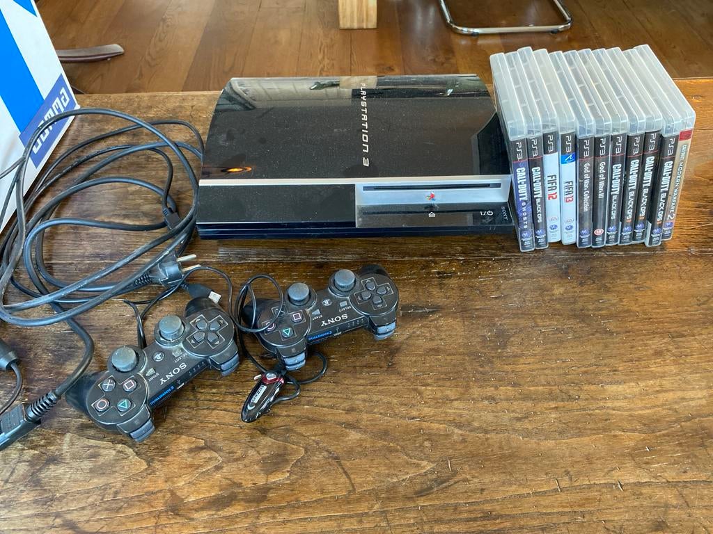 Sony PS3 met games, 2 controllers en headset, Phat, Met 2 controllers, Gebruikt, Met games