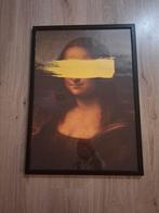 Canvas Mona Lisa met gele streep - 5070cm, Huis en Inrichting, Woonaccessoires | Schilderijen, Tekeningen en Foto's, Ophalen of Verzenden