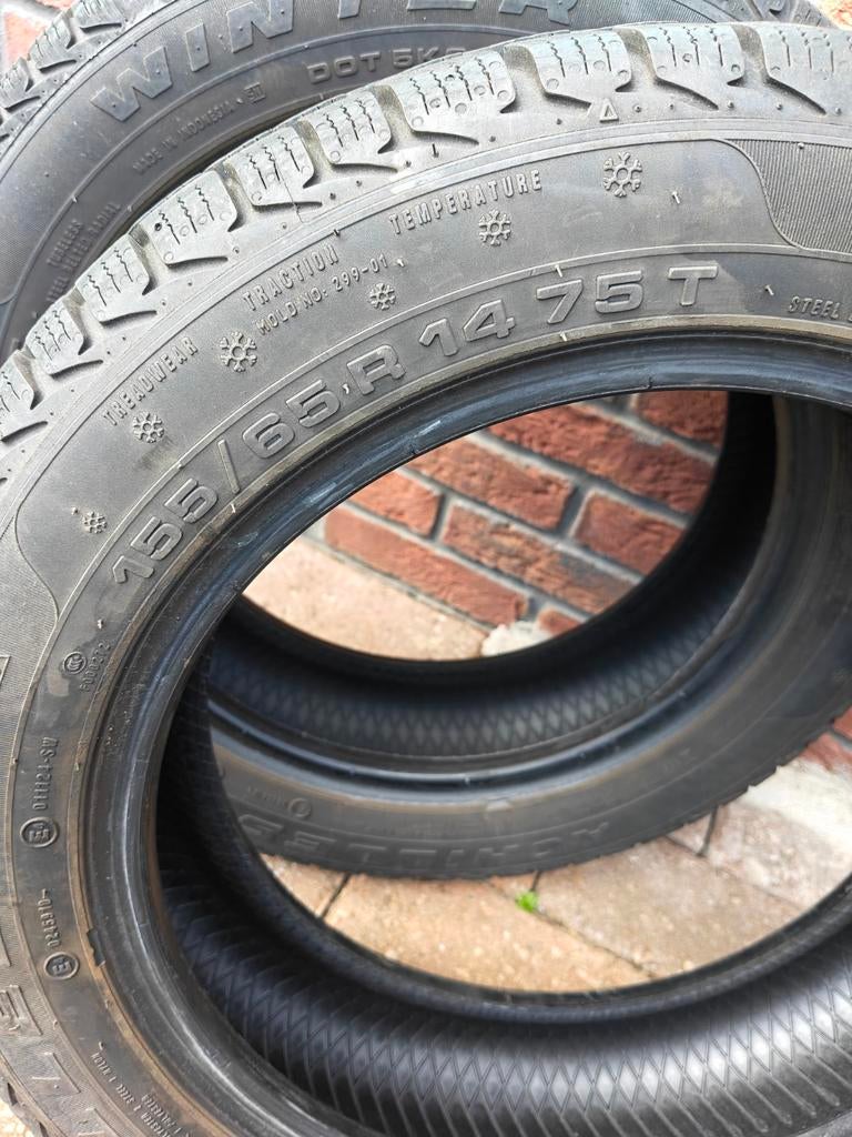 2 Winterbanden 155/65 R14 met zeer goed profiel, Ophalen
