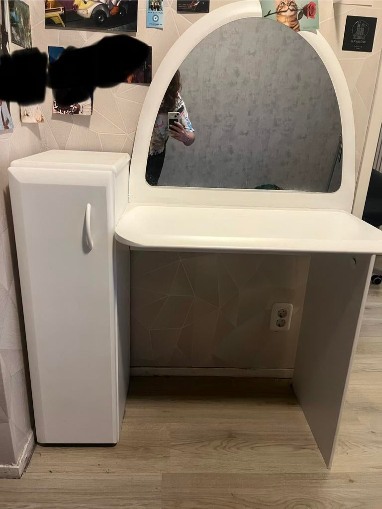 Witte kaptafel met spiegel, Ophalen, Minder dan 50 cm, Zo goed als nieuw, Minder dan 100 cm