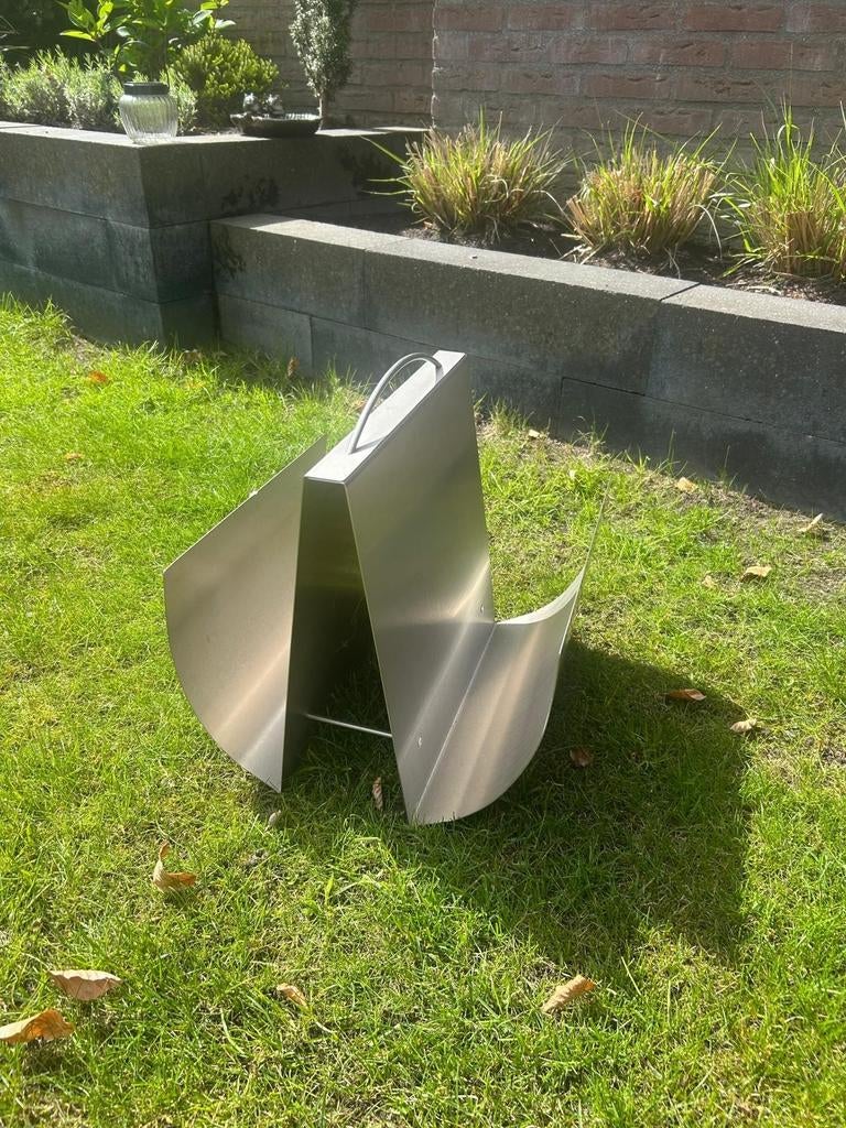 Stijlvolle RVS Tijdschriftenhouder met Handvat, Ophalen