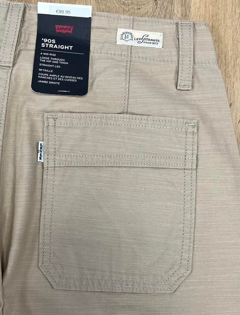 Levi’s ‘90s straight zomerbroek beige - Maat W26 L32, Beige, Nieuw, Ophalen of Verzenden, Maat 34 (XS) of kleiner