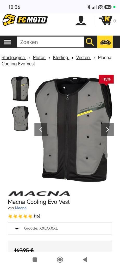 Macna Dry Cooling EVO koelvest 4XL–5XL, Motoren, Kleding | Motorkleding, Overige typen, Heren, Tweedehands, Ophalen of Verzenden