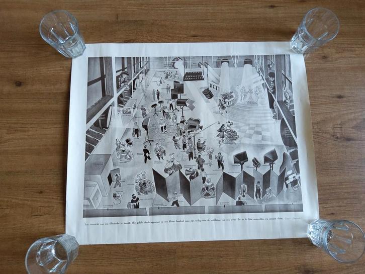 Ouderwetse Filmposter: Een Blik Achter de Schermen Filmset, Verzamelen, Posters, Gebruikt, Film en Tv, A1 t/m A3, Ophalen of Verzenden