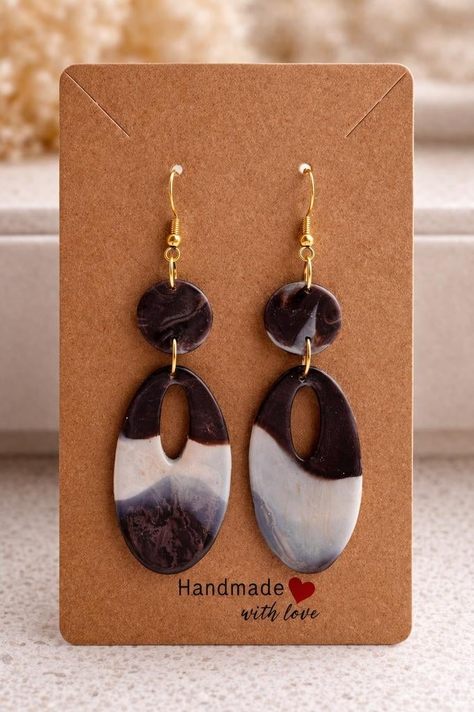 Oorbellen bruin/wit., Sieraden, Tassen en Uiterlijk, Oorbellen, Ophalen of Verzenden, Nieuw, Goud, Overige materialen