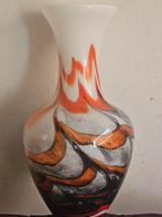 Carlo Moretti Murano Vaas - Oranje, Zwart, Wit Glas, Ophalen of Verzenden