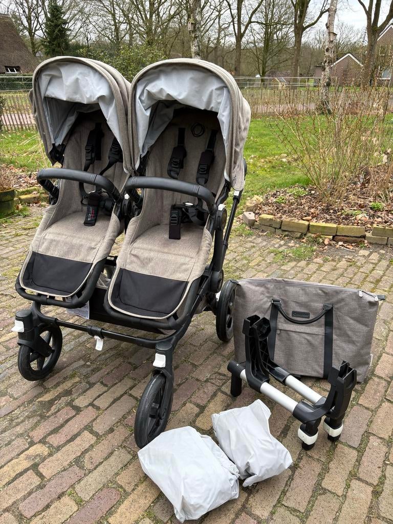 Bugaboo Donkey 5 Tweeling Kinderwagen Mineral Taupe, Kinderen en Baby's, Kinderwagens en Combinaties, Gebruikt, Ophalen, Kinderwagen