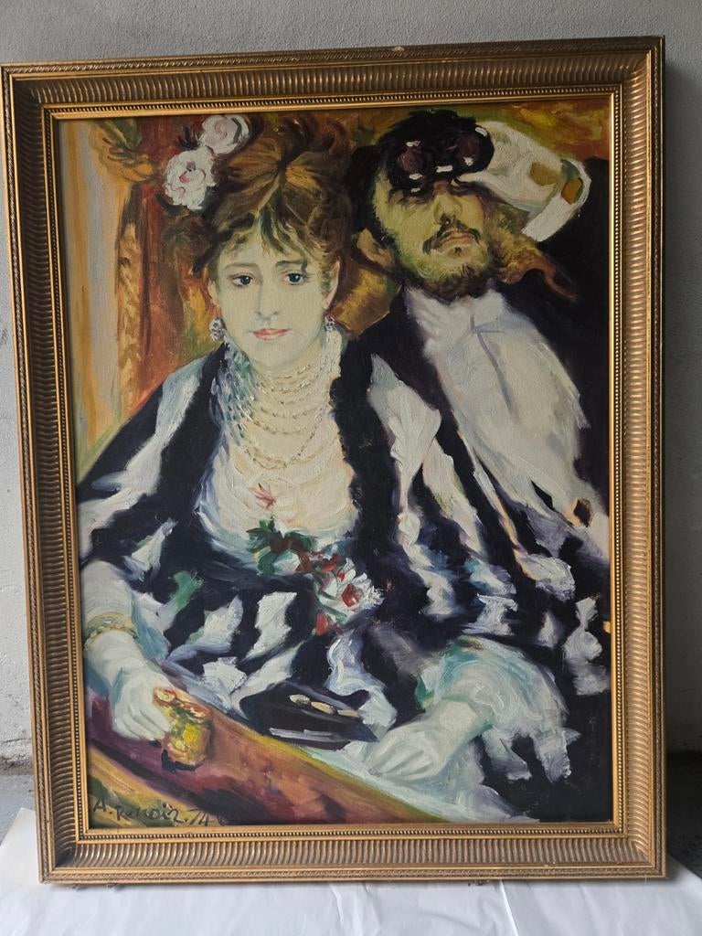 La Loge  Pierre-Auguste Renoir (1874) 90x70, Antiek en Kunst, Kunst | Schilderijen | Klassiek, Ophalen of Verzenden