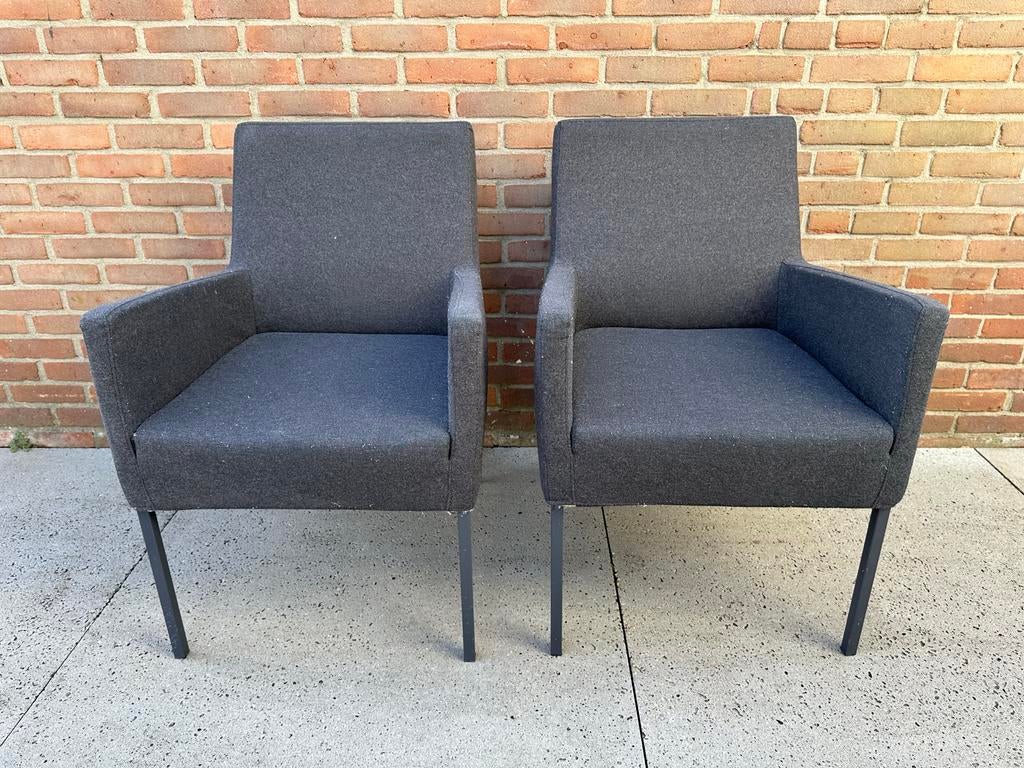 GRATIS AFHALEN 2 eetkamerfauteuils stof antraciet, Huis en Inrichting, Stoelen, Ophalen, Gebruikt, Twee, Stof