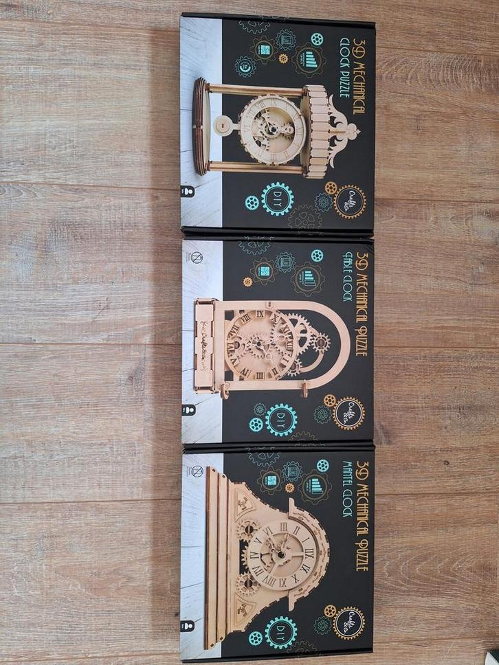 Houten 3D Mechanische Puzzel Klokken - Crafts & Co, Hobby en Vrije tijd, Knutselen, Nieuw, Knutselwerk, Ophalen of Verzenden