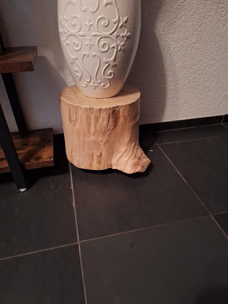 Boomstam tafeltjes met wieltjes, Ophalen of Verzenden, Zo goed als nieuw, Rond, Minder dan 55 cm