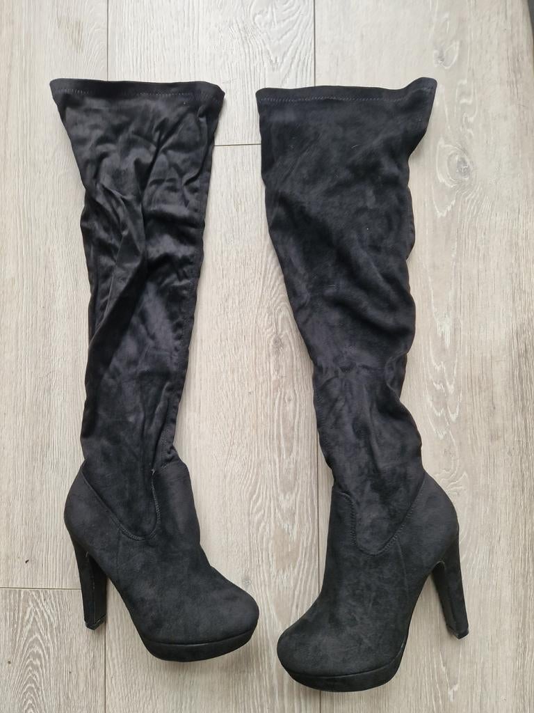Stoffen overknee laarzen, Kleding | Dames, Schoenen, Ophalen of Verzenden, Nieuw, Zwart, Hoge laarzen