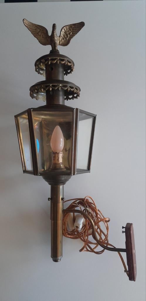 Antieke koetslamp messing geel koperen lantaarn, Ophalen