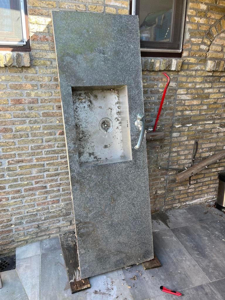 (Buiten) aanrechtblad incl wasbak, Tuin en Terras, Ophalen, Zo goed als nieuw