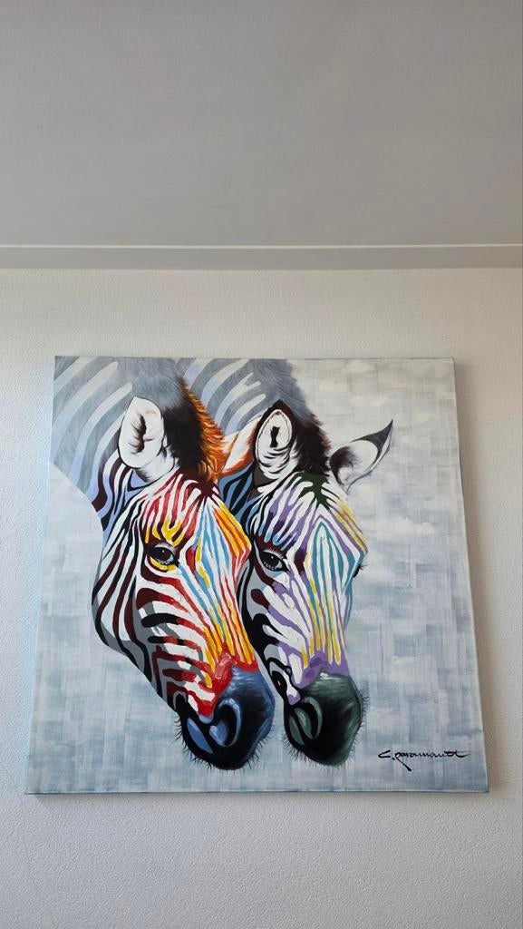 Studio L. Paramount Zebra Schilderij 119x119cm, Antiek en Kunst, Kunst | Schilderijen | Modern, Ophalen