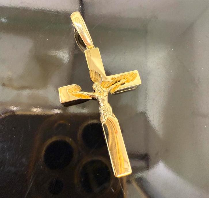 Uniek 14k gouden kruis met jezus, Sieraden, Tassen en Uiterlijk, Kettinghangers, Nieuw, Goud, Ophalen of Verzenden