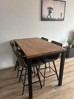 Bartafel + vier barkrukken, Huis en Inrichting, Tafels | Statafels, Ophalen, Gebruikt