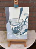realistisch acryl schilderij van een GLAS MET LEPEL, Ophalen of Verzenden