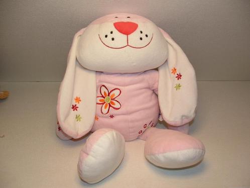 PRENATAL KONIJN GROOT VELOURS ROZE/WIT MET MET GEBORDUURDE B, Kinderen en Baby's, Speelgoed | Knuffels en Pluche, Nieuw, Konijn