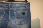 Elisabetta Franchi blauwe jeans broek goud label achter 40, Maat 38/40 (M), Lang, Gedragen, Elisabetta Franchi