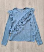 Maje Satijnen Blouse Volant Ruches Maat T1 Maat XXS XS 32 34, Kleding | Dames, Blouses en Tunieken, Maat 34 (XS) of kleiner, Blauw