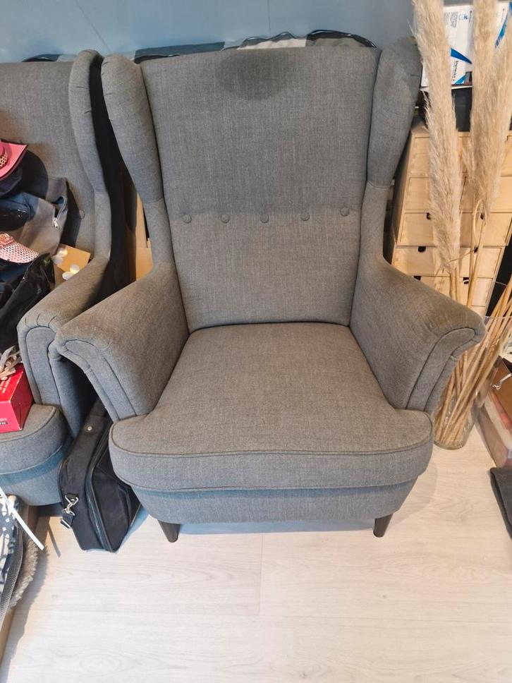 Grijze ikea fauteuil strandmon, Huis en Inrichting, Fauteuils, Gebruikt, Stof, 75 tot 100 cm, 75 tot 100 cm, Ophalen of Verzenden