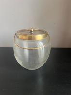 Koekjespot van draadglas met messing deksel, Ophalen of Verzenden