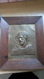 CHRISTUS ALS ECCO HOMO(DE MENS) RELIÈF KOPERPLAAT 1920 EIKEN, Ophalen of Verzenden