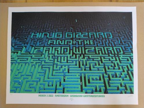 King Gizzard and the Lizard Wizard zeefdruk concert poster, Verzamelen, Posters, Zo goed als nieuw, Muziek, A1 t/m A3, Rechthoekig Liggend