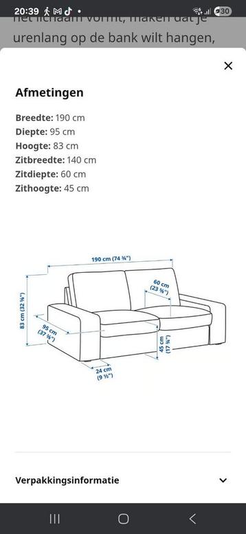 2 zitsbank Ikea lichtgrijs - afbeelding 3